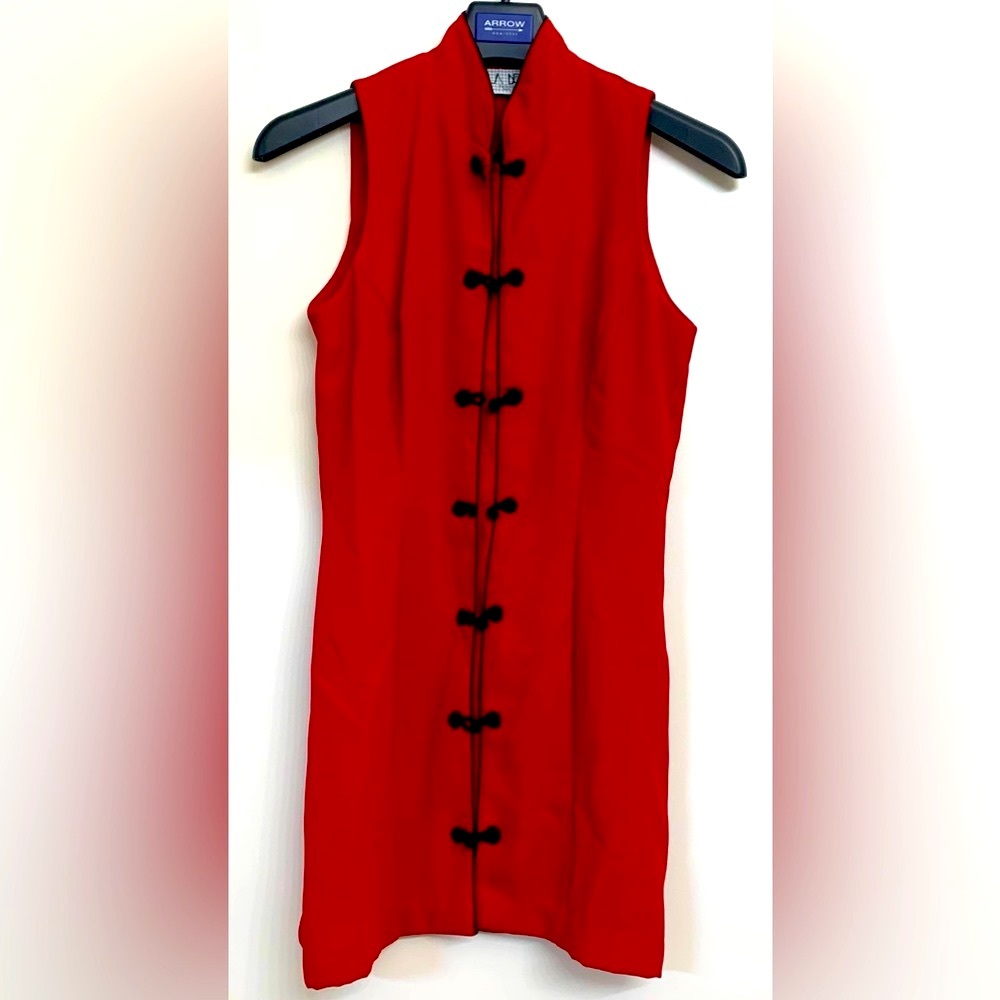 La Belle Red Midi Dress with Black Accents